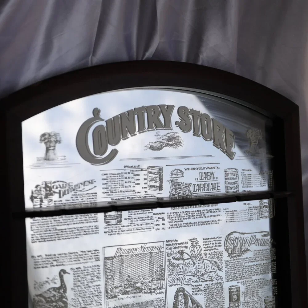 Franklin Mint Country Store Wood Frame Mirror Spoon Rack Wall Hanging Display